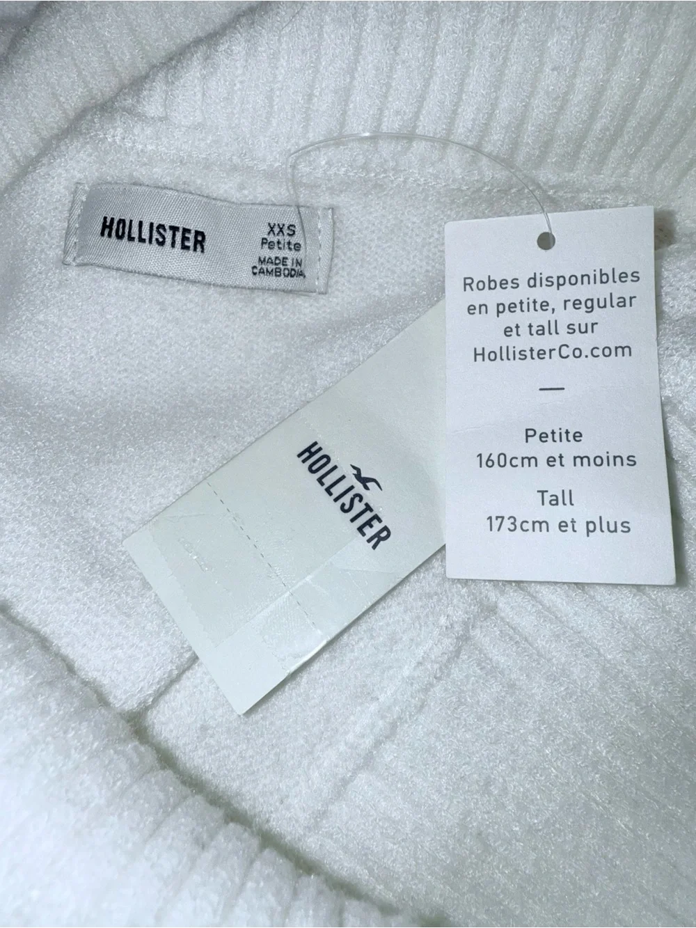 Hollister Off-Shoulder White Ribbed Sweater Mini Dress
